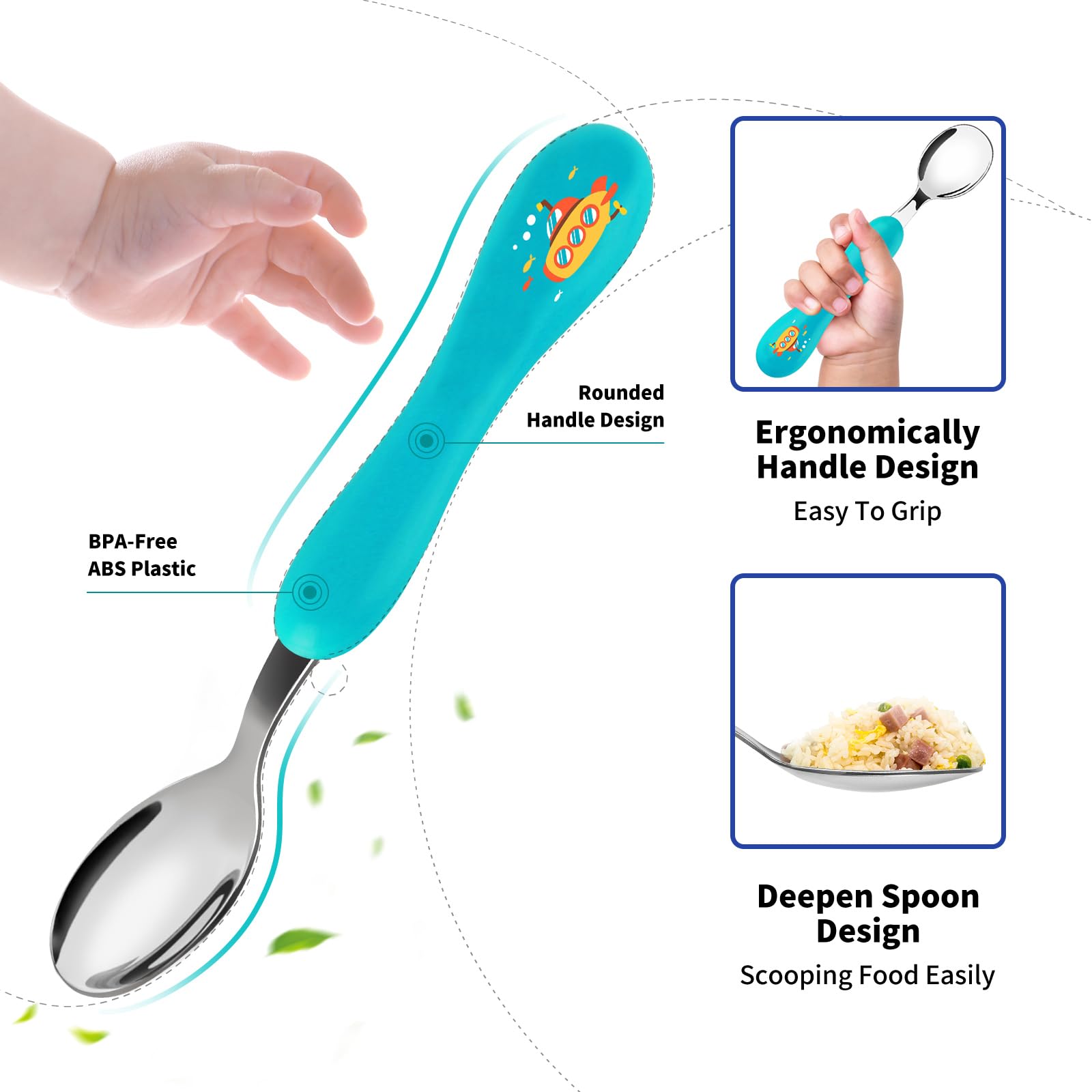 Lehoo Castle rounded edges design helps prevent mouth injuries during meals.