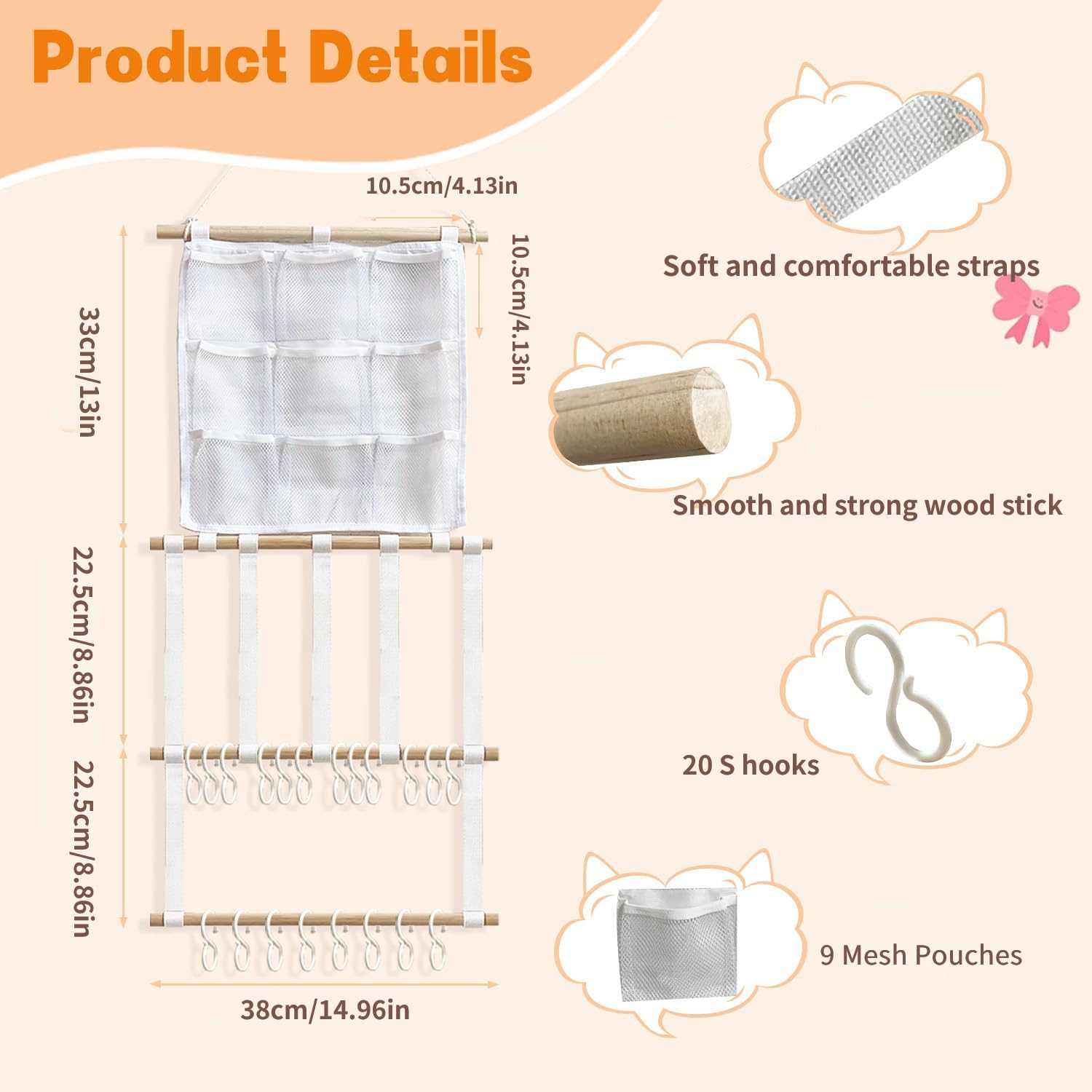LEHSGY large capacity bow holder with multiple hooks for many accessories.