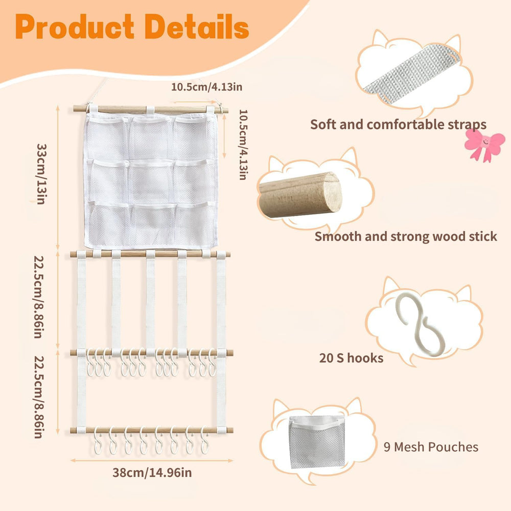 LEHSGY large capacity bow holder with multiple hooks for many accessories.