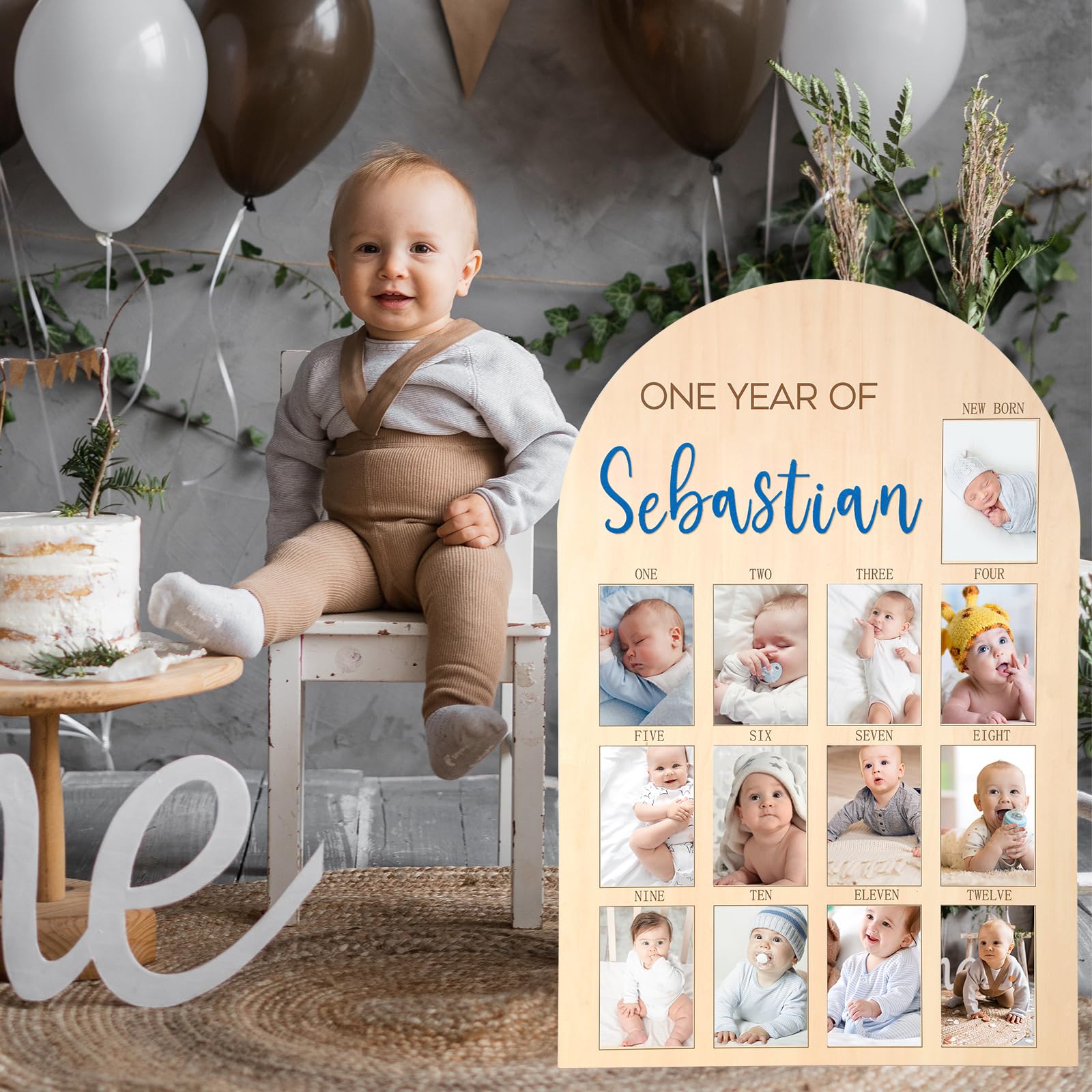 Leinuosen blue photo board mounted or leaning for flexible nursery display