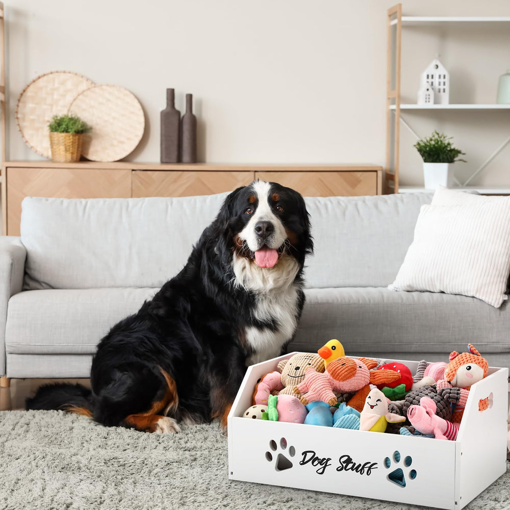 Leinuosen dog toy bin paw-pattern front adds warm, pet-friendly style and organization