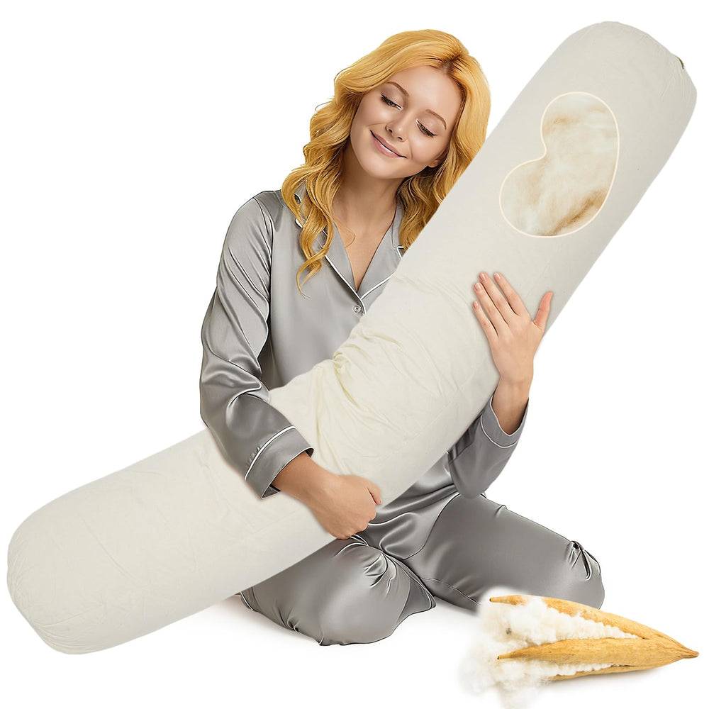 Leinuosen kapok full body pillow side view with adjustable fill for personalized support