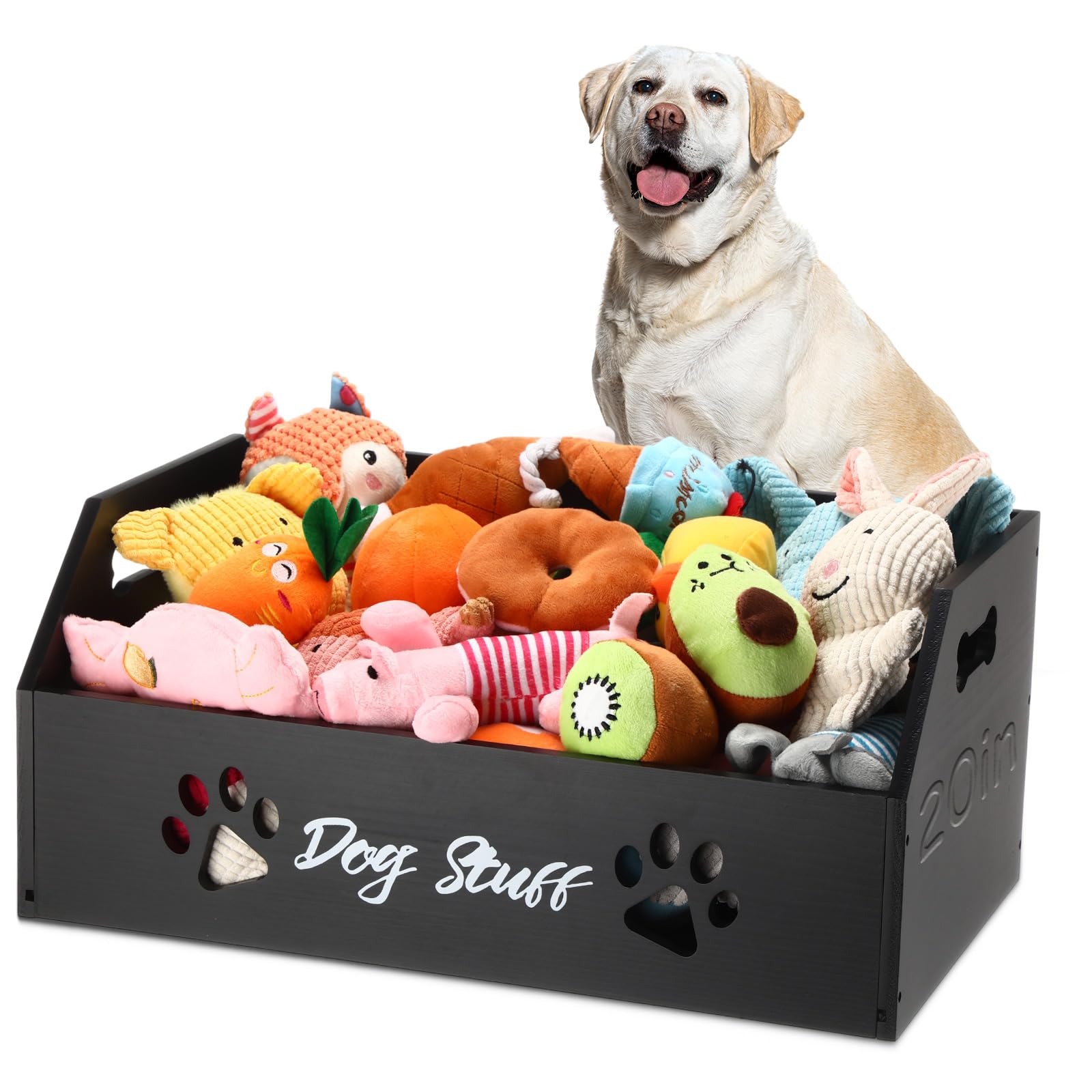 Leinuosen large dog toy bin with front paw pattern showcases sturdy storage and decorative appeal.
