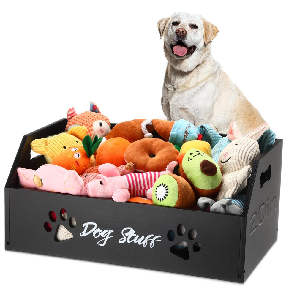 Leinuosen large dog toy bin with front paw pattern showcases sturdy storage and decorative appeal.