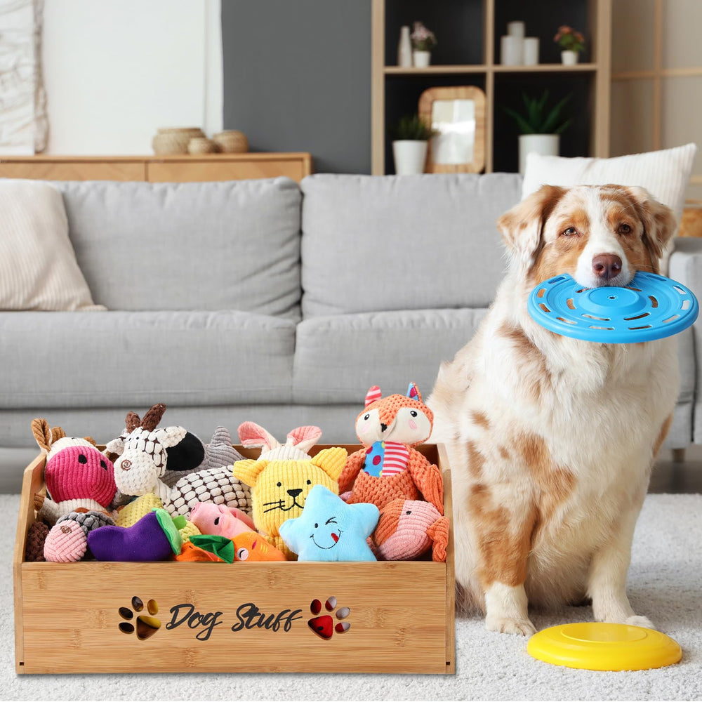 Leinuosen dog toy bin in living room demonstrates home-friendly storage solution