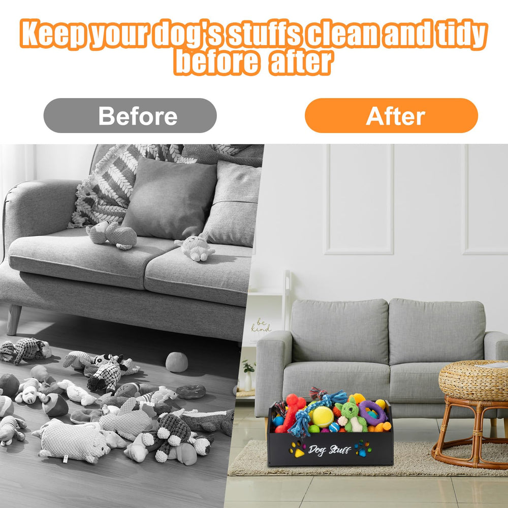 Leinuosen large dog toy bin pine wood finish provides durable, wipe-clean organization.