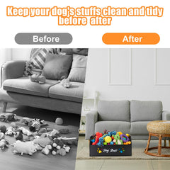 Leinuosen large dog toy bin pine wood finish provides durable, wipe-clean organization.