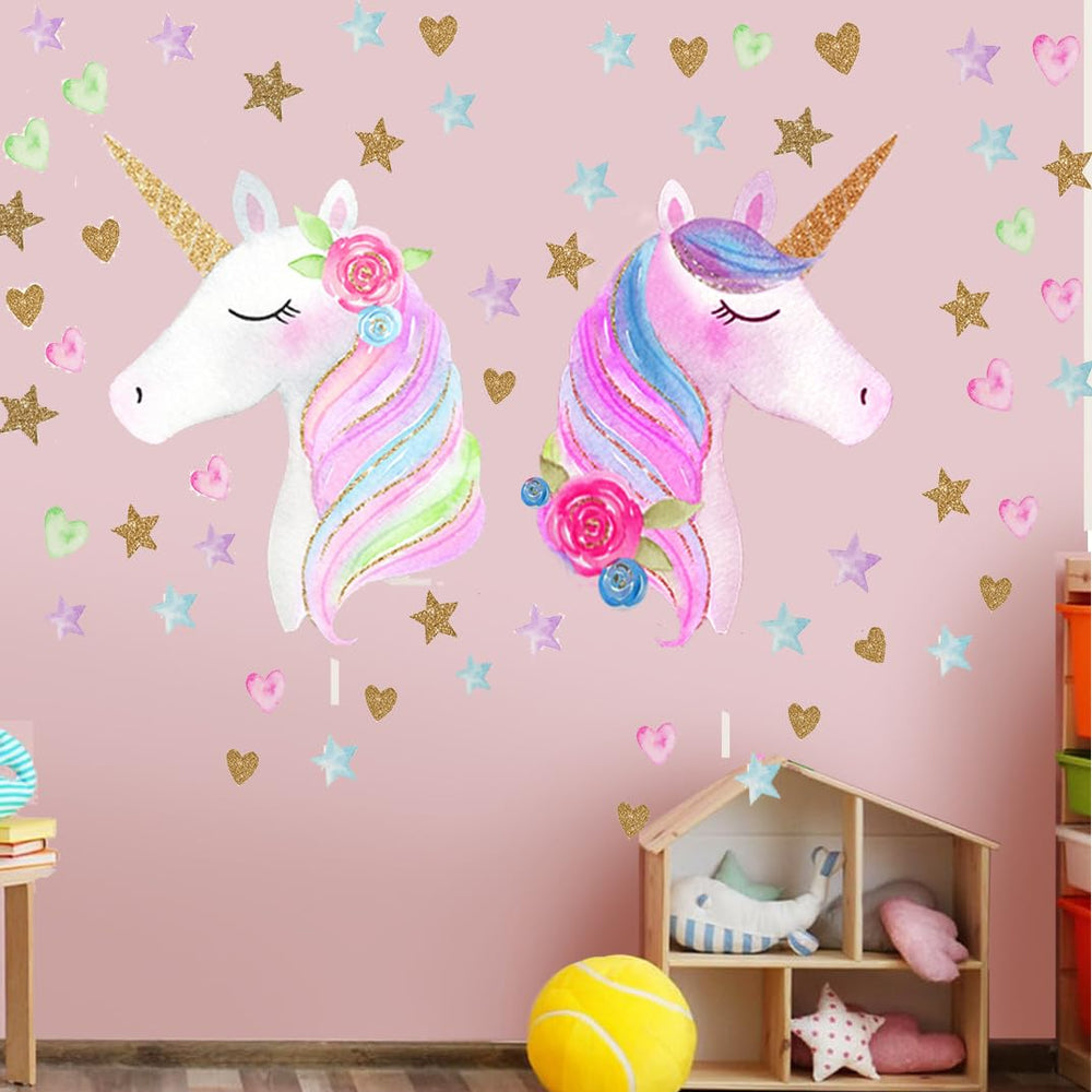 LEISENOR unicorn wall decal princess stickers: soft pastel accents for a girl’s bedroom.