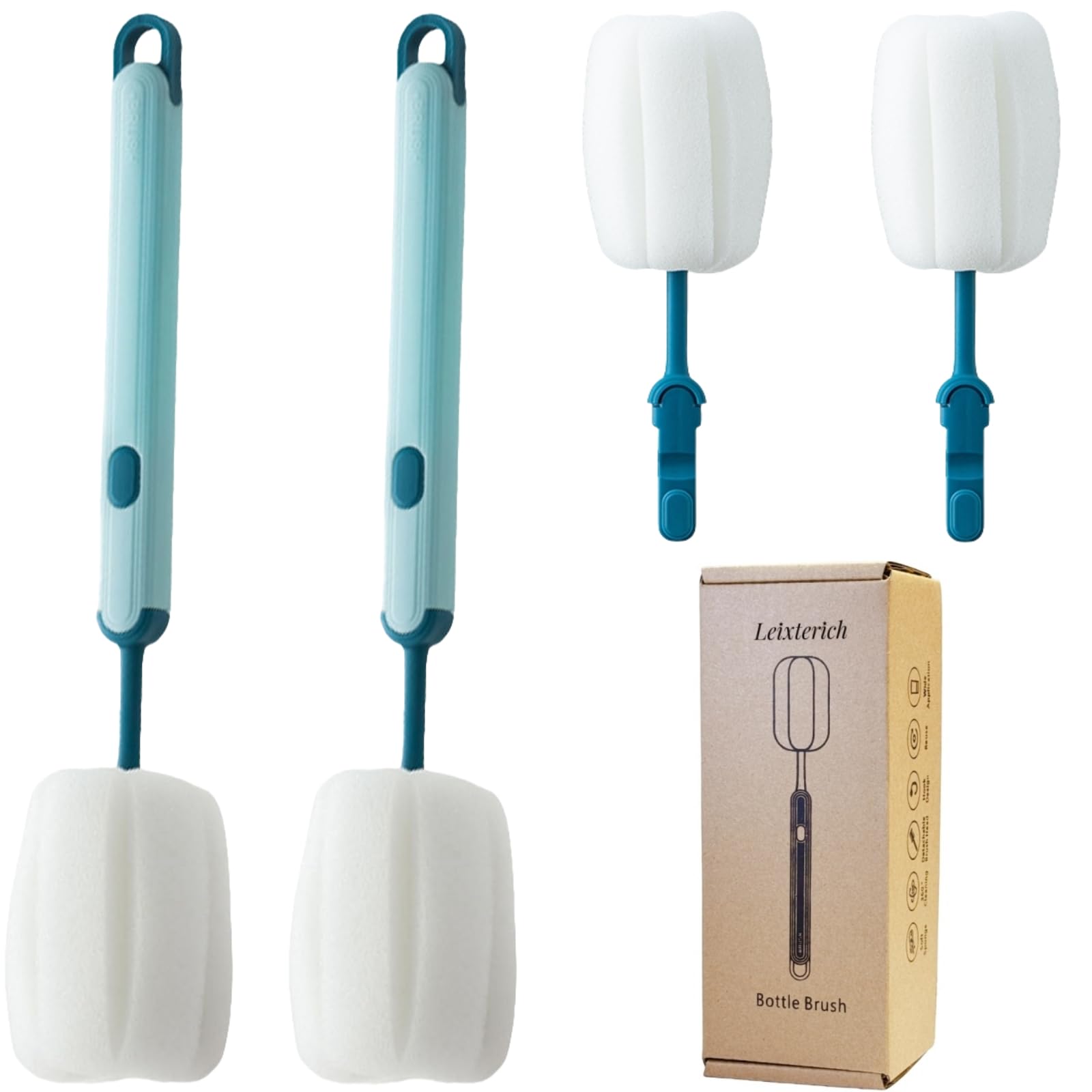 Leixterich bottle brush long-handle blue for easy reach and thorough cleaning.