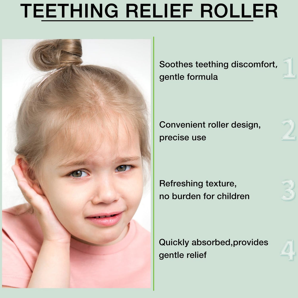 Leixu teething roller being rolled on skin demonstrates easy roll-on use