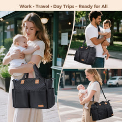 Lekebaby Diaper Bag Tote changing pad provides quick, clean diaper changes anywhere.
