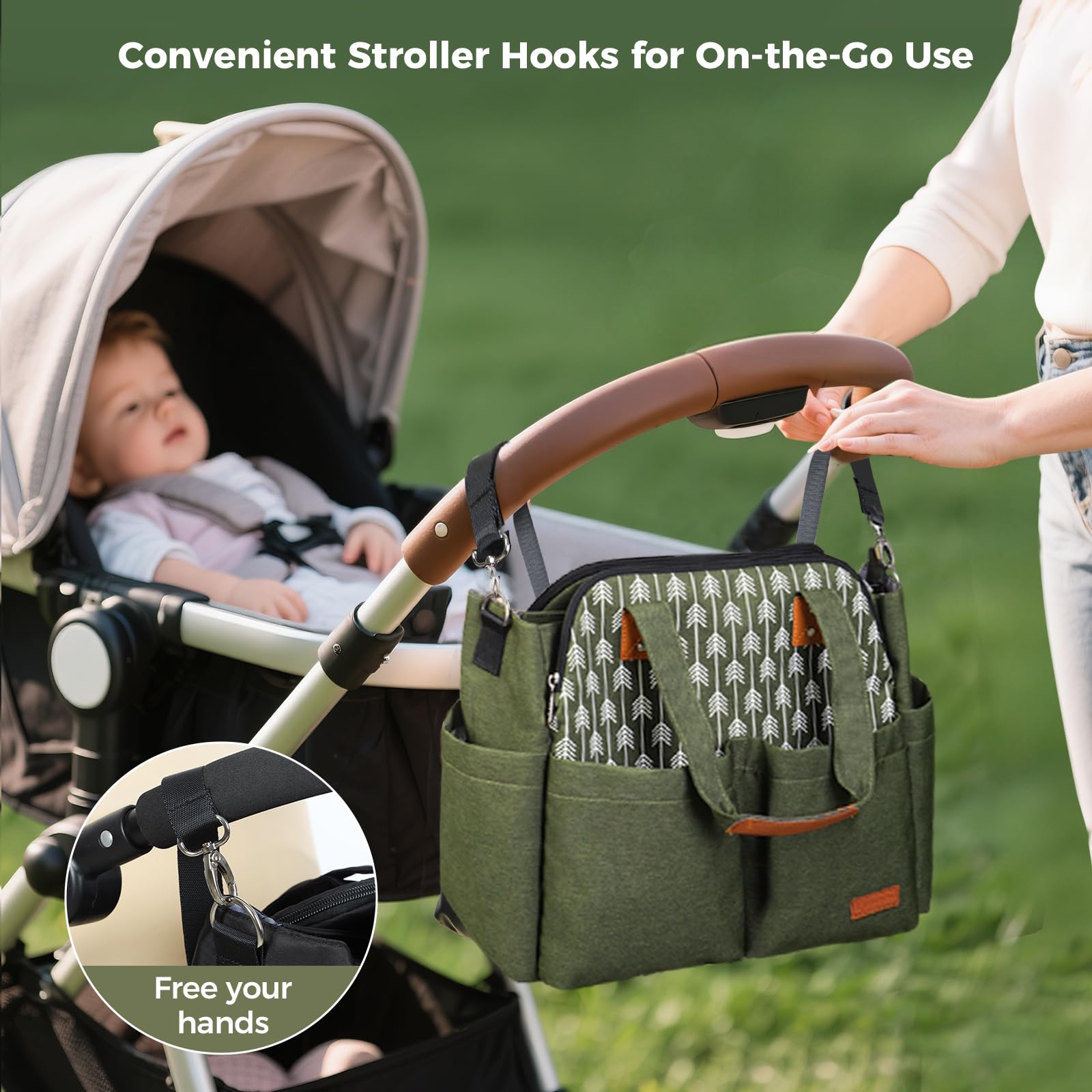Lekebaby diaper bag tote dry-wet pocket helps separate clothes and wipes