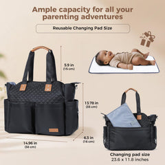 Lekebaby Diaper Bag Tote dry-wet separation pocket keeps outfits separate from essentials.