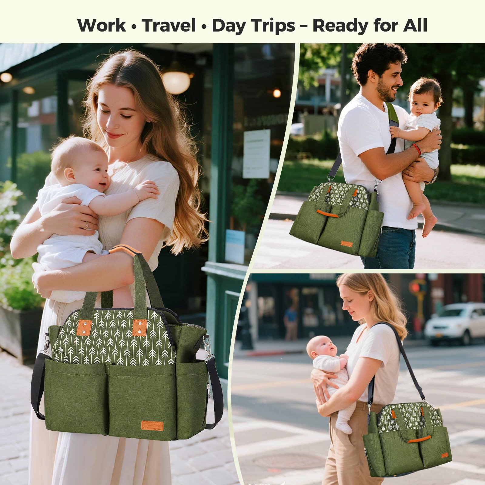 Lekebaby diaper bag tote easy-clean lining for quick refresh