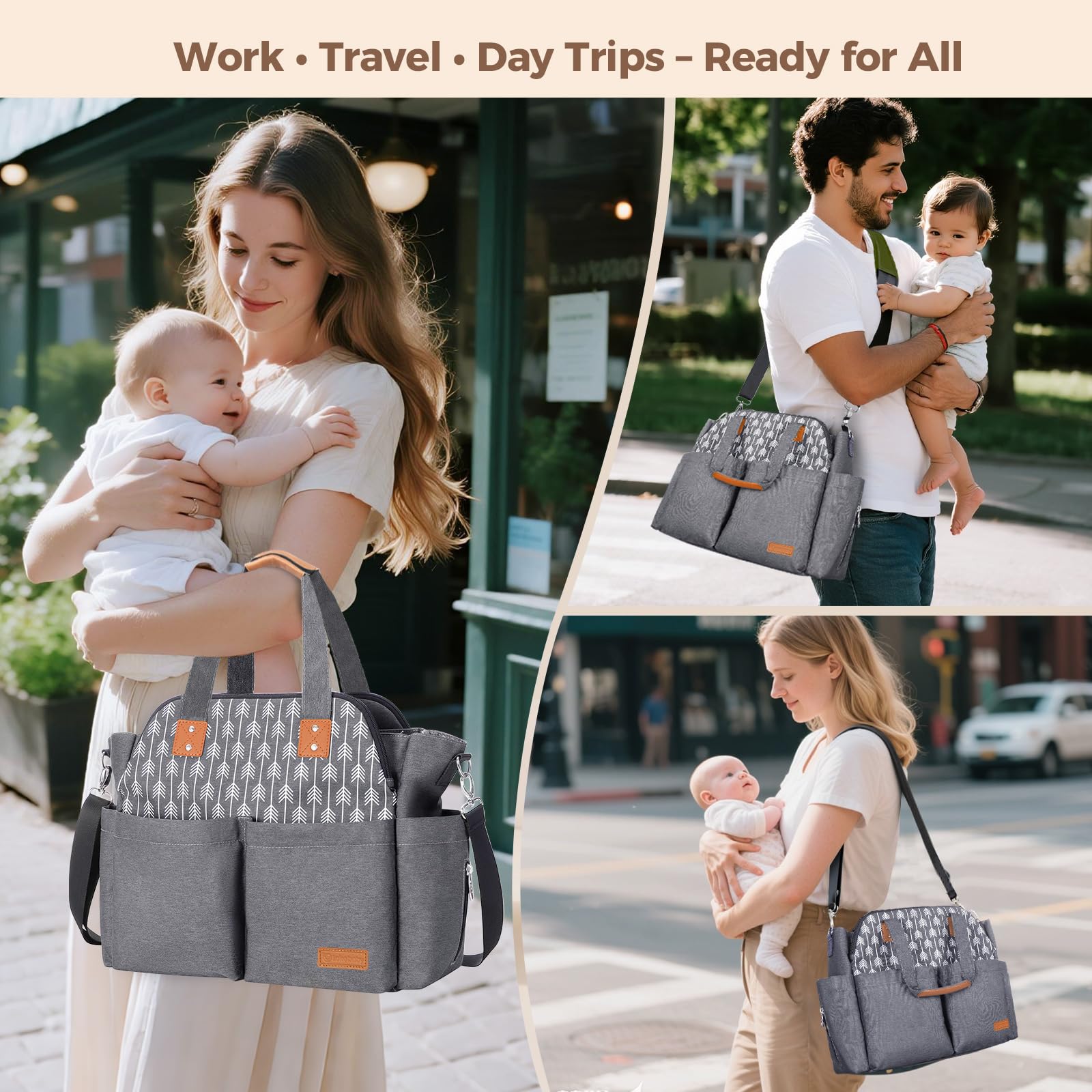 Lekebaby Diaper Bag Tote insulated bottle pocket for on-the-go feeds