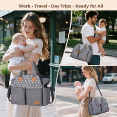 Lekebaby Diaper Bag Tote insulated bottle pocket for on-the-go feeds