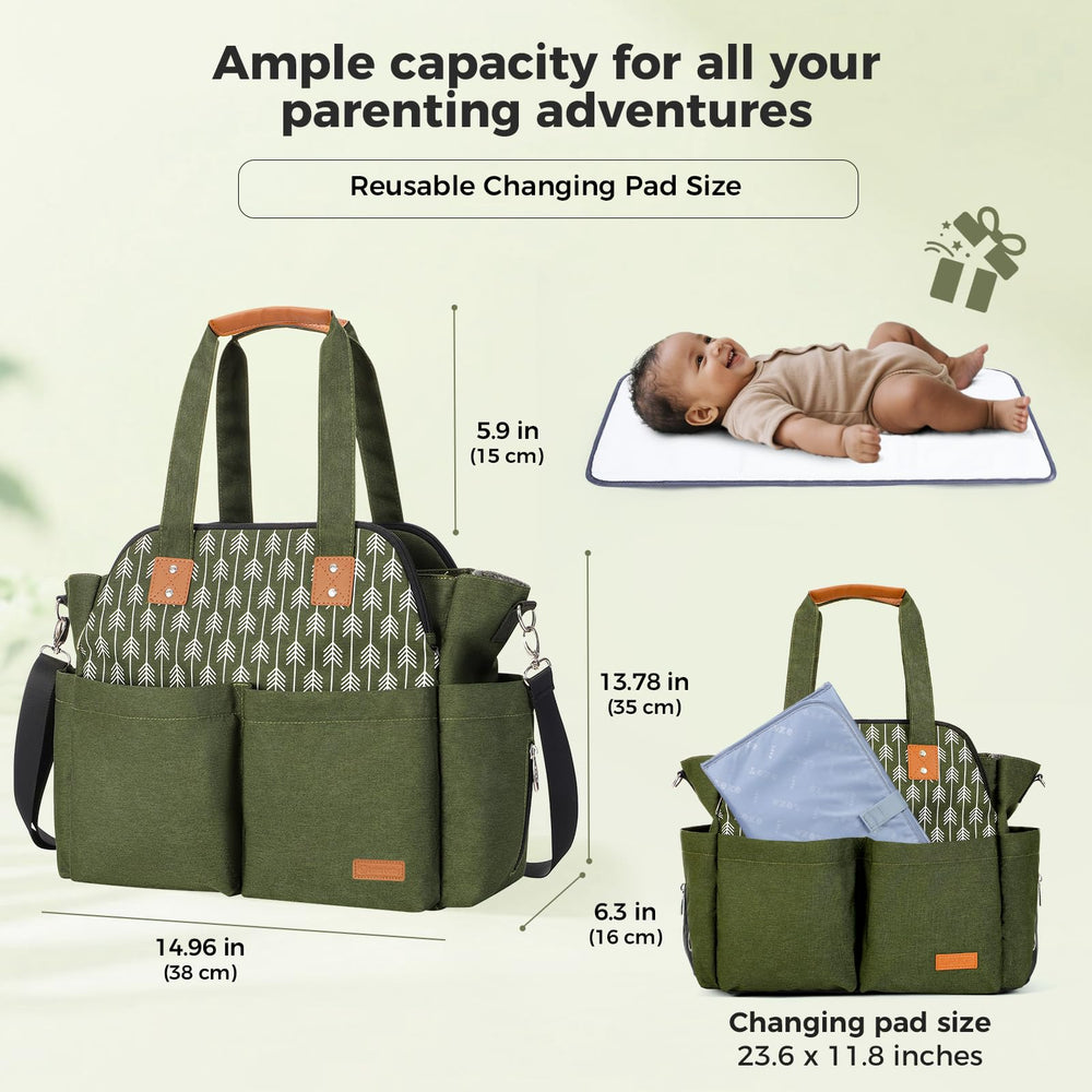 Lekebaby diaper bag tote detachable strap enables comfortable crossbody carry