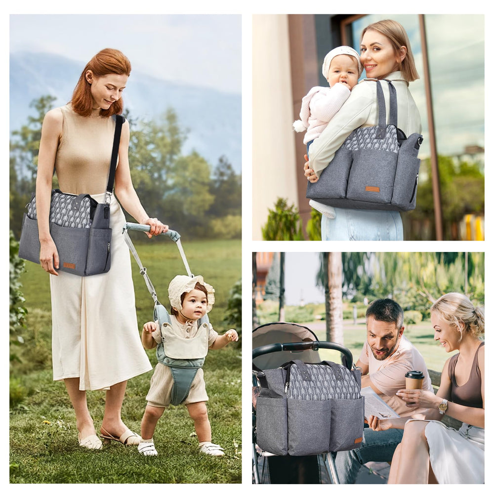 Lekebaby Diaper Bag Tote spacious interior fits twins and more