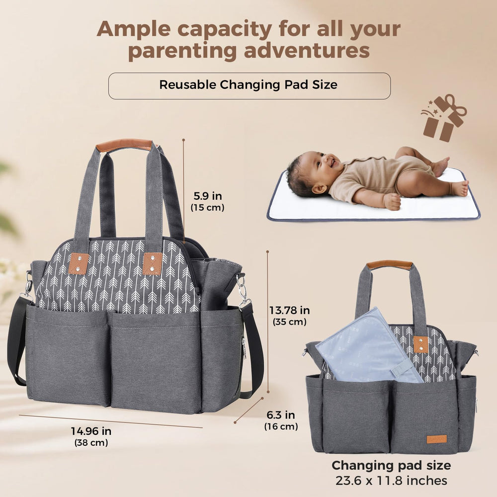 Lekebaby Diaper Bag Tote stroller clips enable hands-free outings
