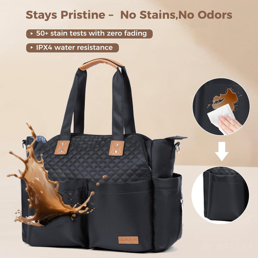 Lekebaby Diaper Bag Tote transforms into a duffel bag for travel needs.
