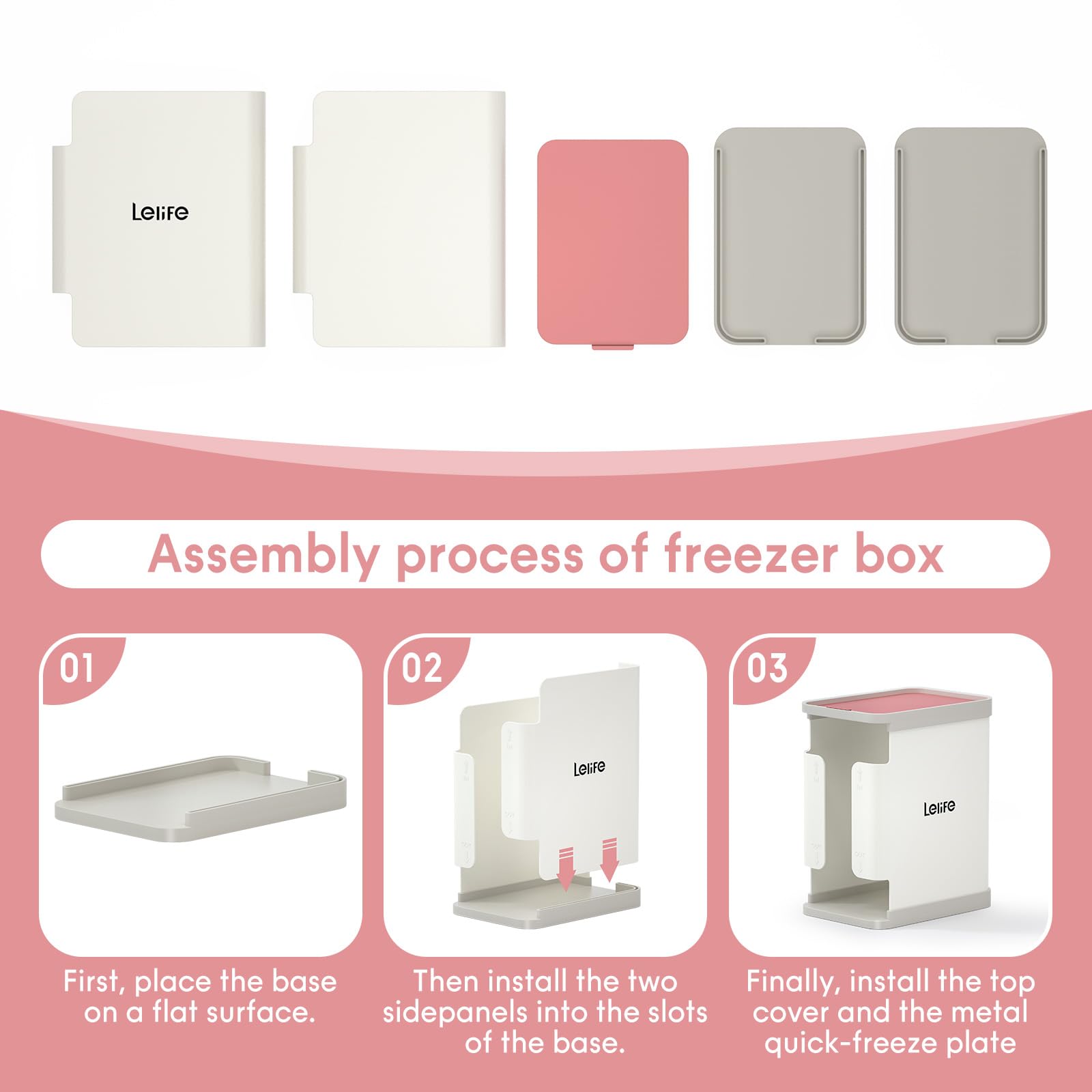Lelife Freeze Organizer vertical design view improves freezer organization and quick access.