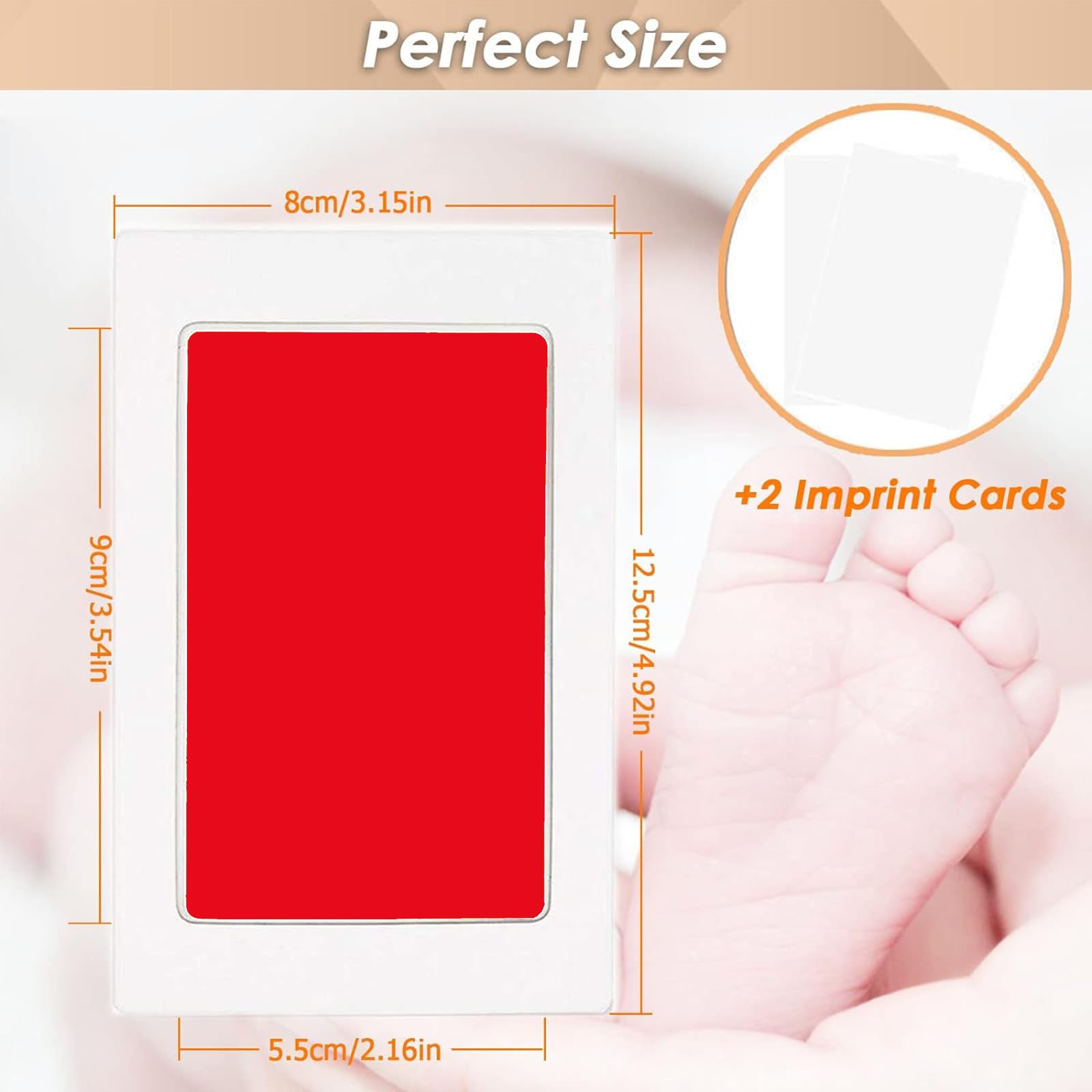 LelonHo inkless footprint pad red yields clear baby footprints with no ink on skin