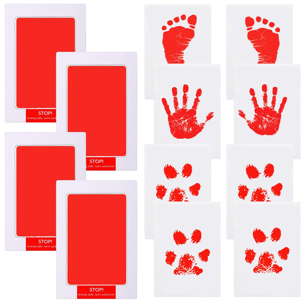 LelonHo inkless handprint pad red captures a clean newborn handprint for keepsakes