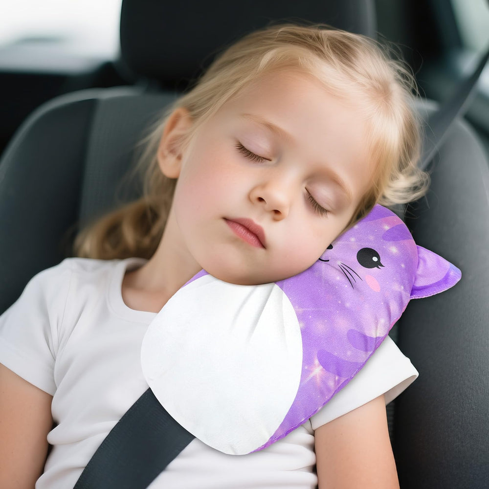 Lemmeko seat belt cover with giraffe design keeps neck comfortable during long rides.