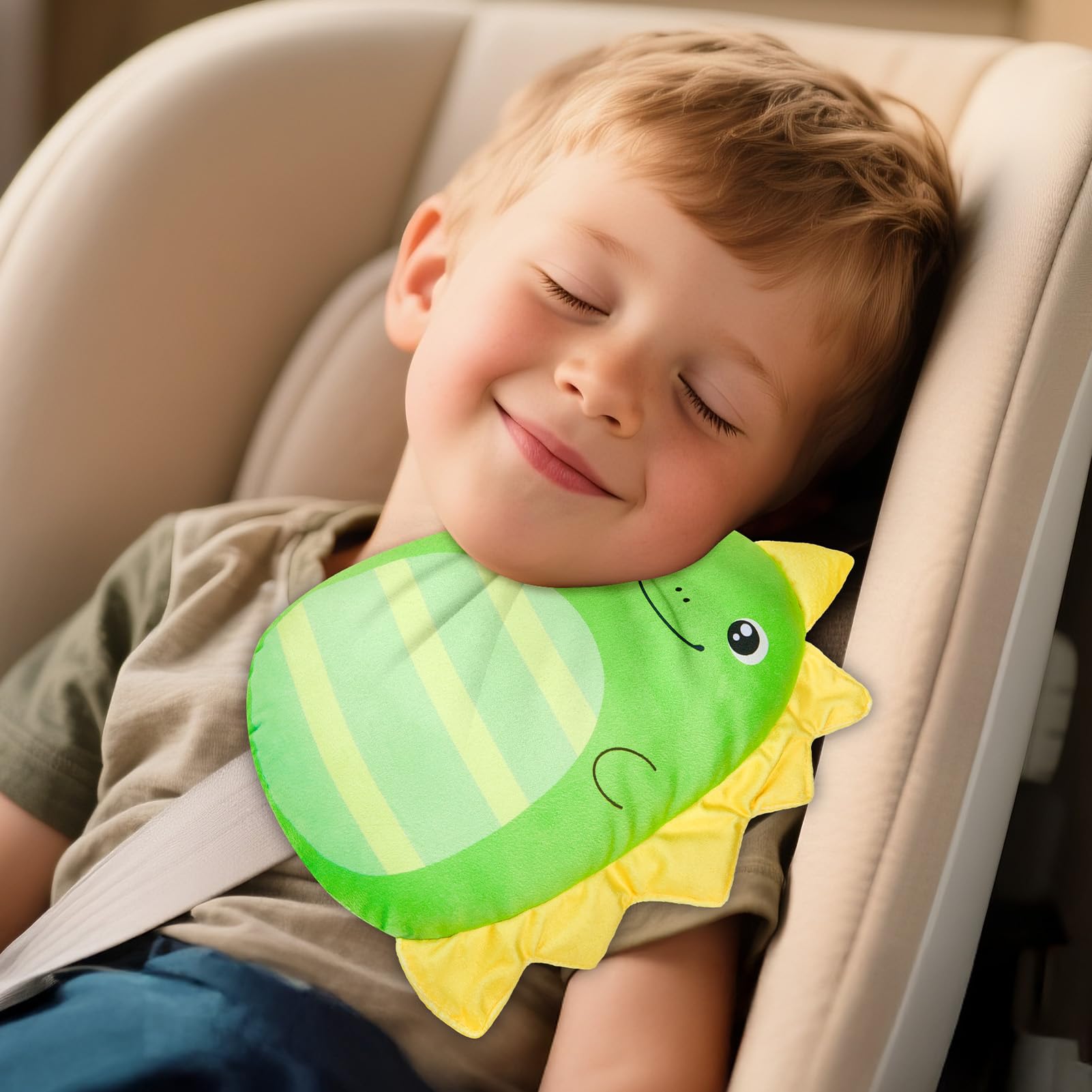 Lemmeko Seat Belt Cover Pad close-up shows soft fabric and cushioned interior for comfort.