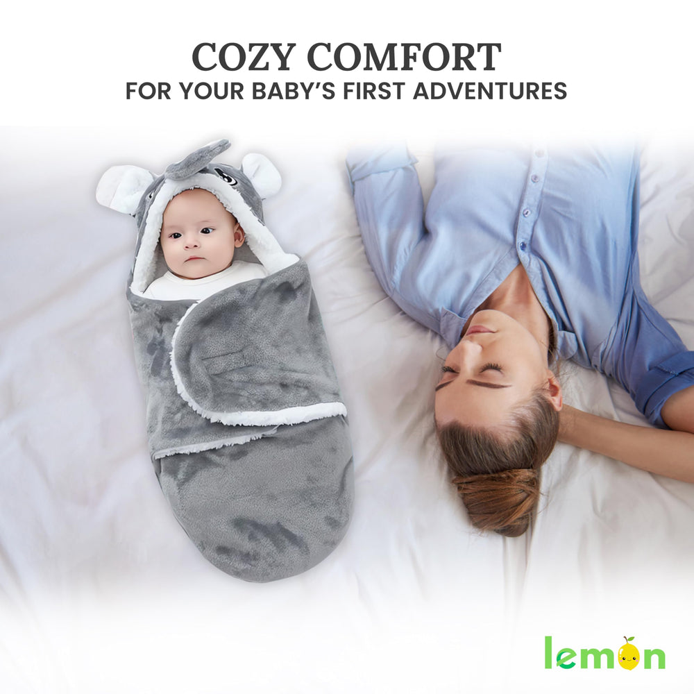 Lemon Prime swaddle Ultra sherpa warmth gray enhances warmth for snuggles