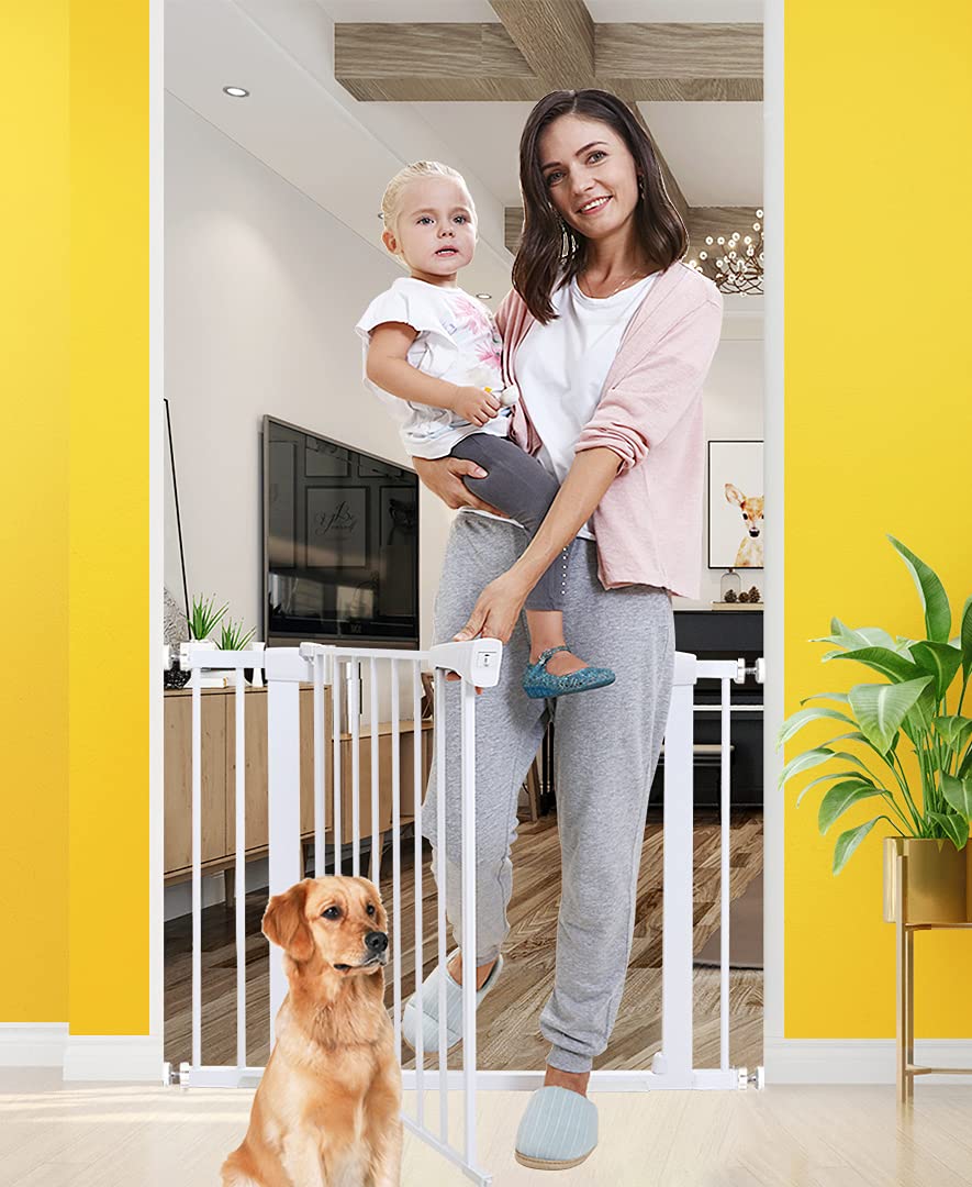Lemon tree Baby Gate adjustable width shows flexible doorway fit for wide openings