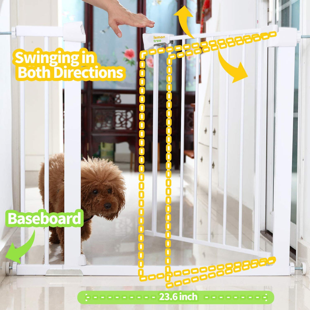 Lemon tree Baby Gate walk-through door enables easy, one-handed adult access