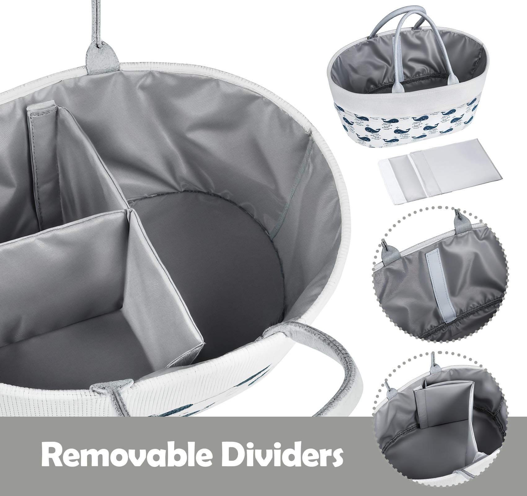 Lemonfilter Baby Diaper Caddy interior sections keep items neatly separated
