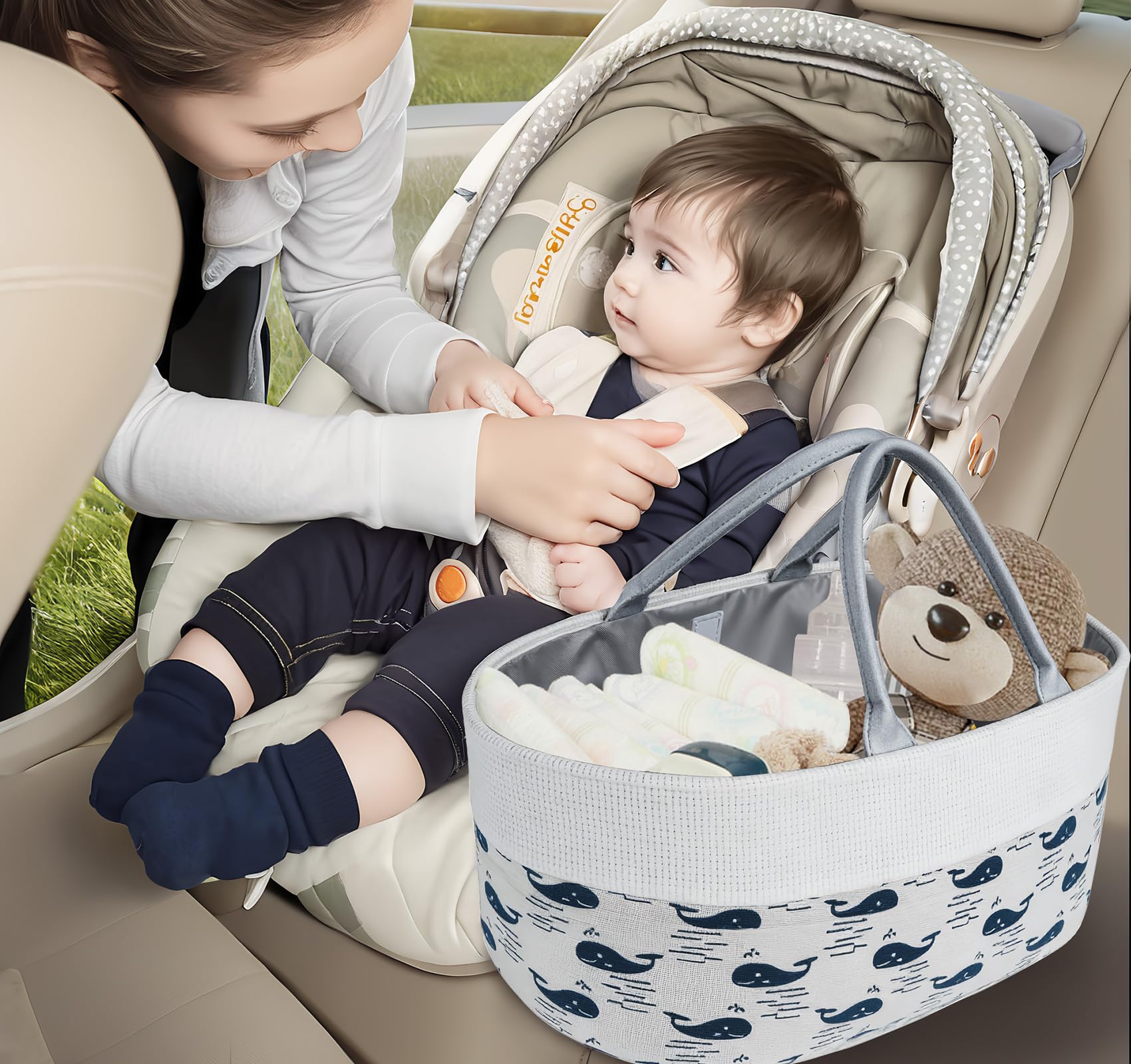 Lemonfilter off-white whale patchwork design adds nursery charm