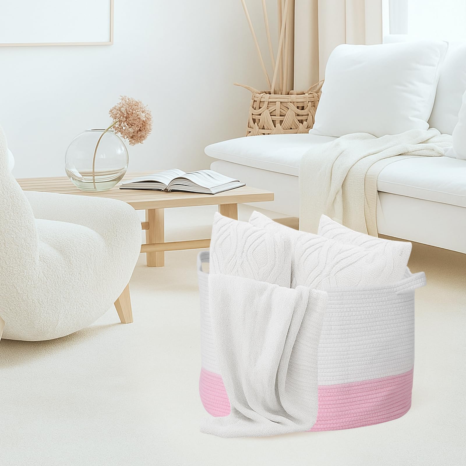 LemonRoad Pink Bow Extra Large Basket folded flat for compact storage when not in use.