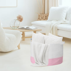LemonRoad Pink Bow Extra Large Basket folded flat for compact storage when not in use.
