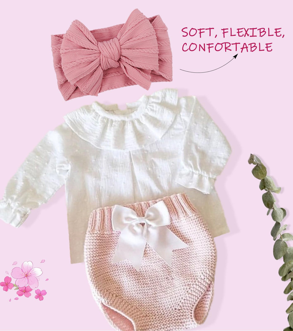 LemonSpace light beige headband bow close-up emphasizes skin-friendly design.