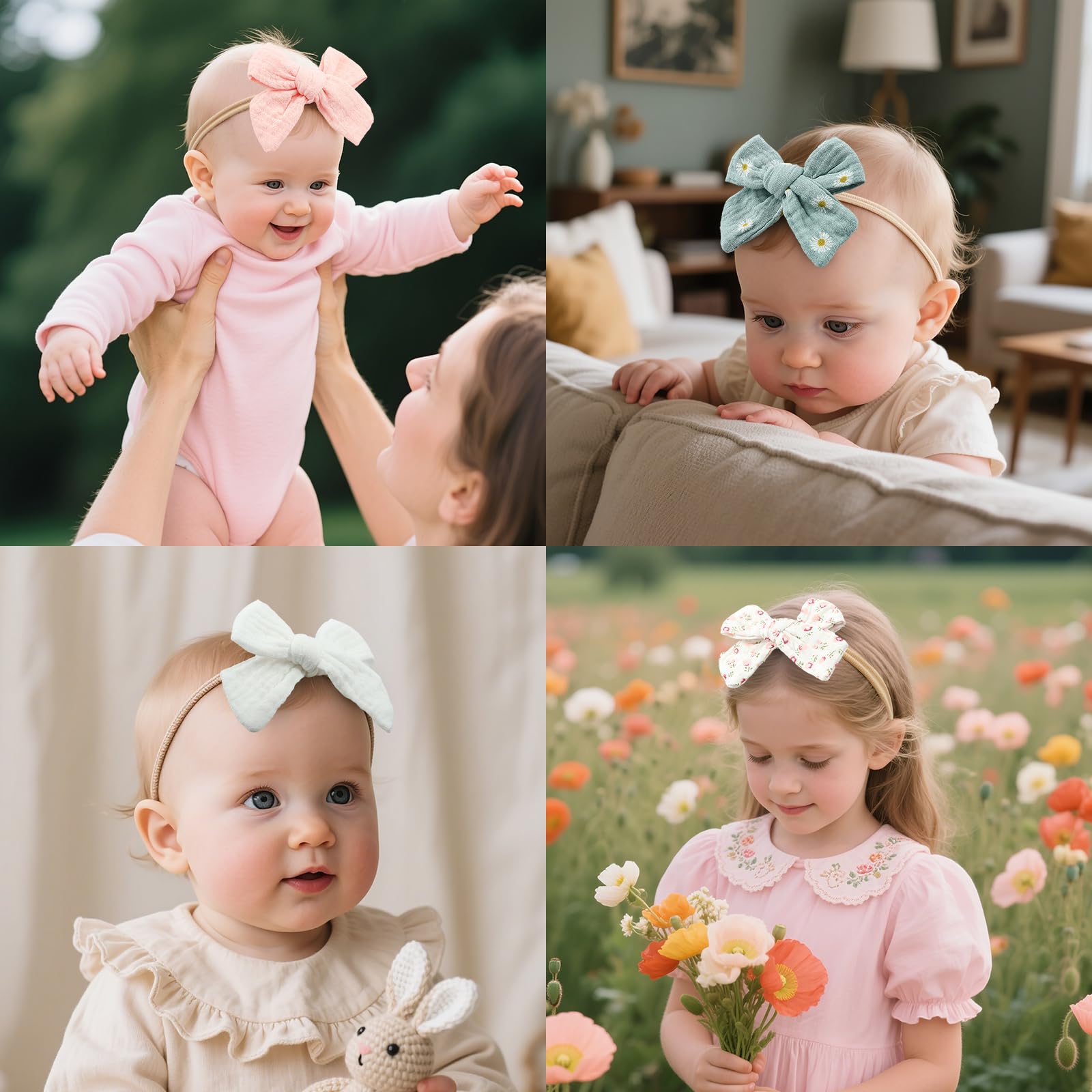 LemonSpace daisy embroidery bow detail for adorable photos and everyday outfits.