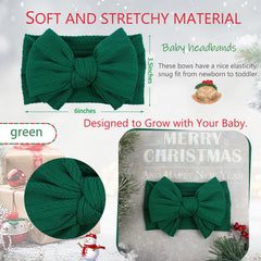 LemonSpace green bow headband worn by smiling infant