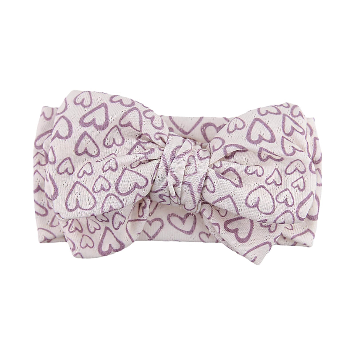 LemonSpace handmade baby bow heart print front view adds stylish coordination to baby outfits.