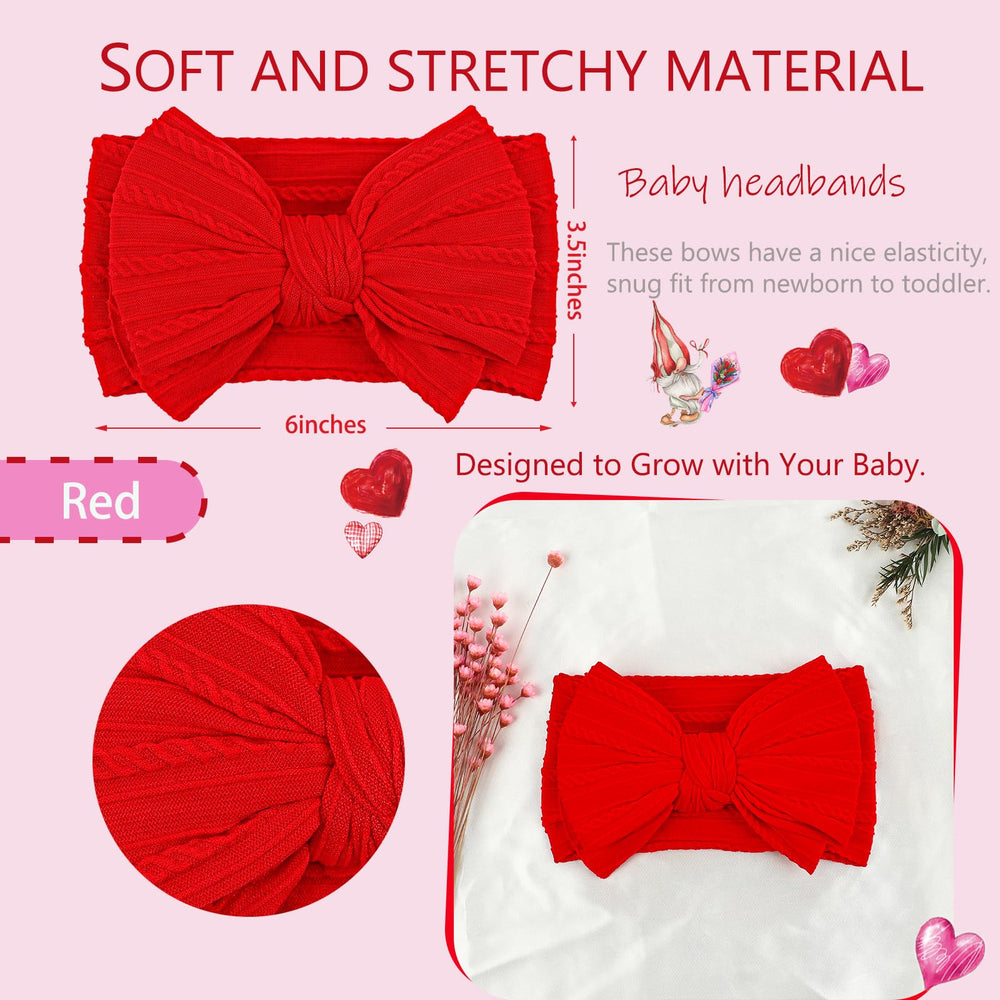 LemonSpace handmade bow red on baby head, a charming outfit accent.