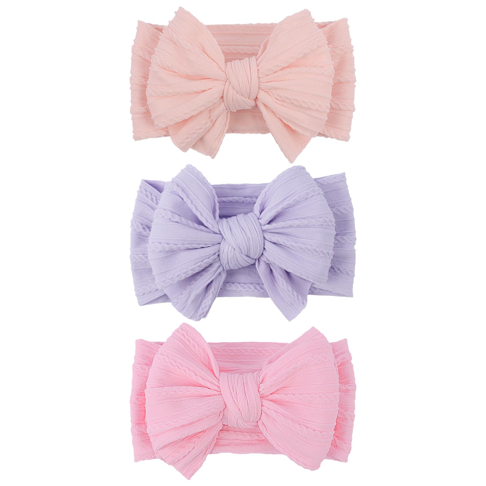 LemonSpace handmade headband bow closeup shows soft fabric for gentle baby comfort.