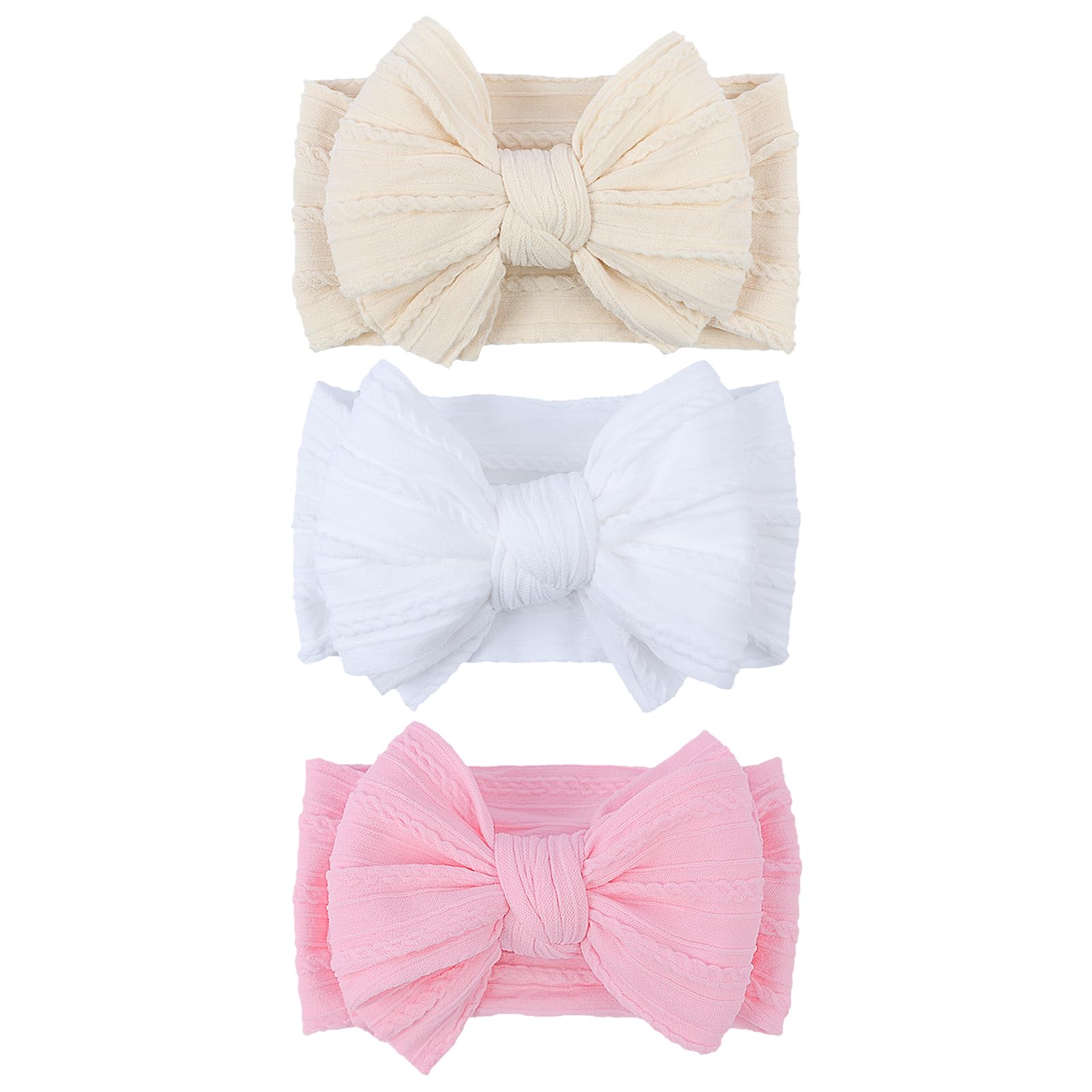 LemonSpace headband close-up bow in light pink, soft nylon for gentle wear