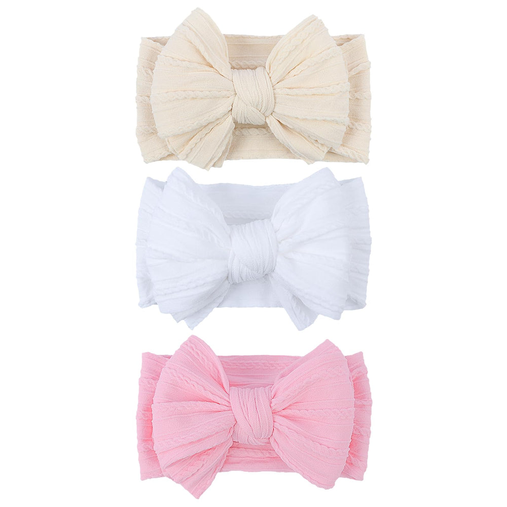 LemonSpace headband close-up bow in light pink, soft nylon for gentle wear