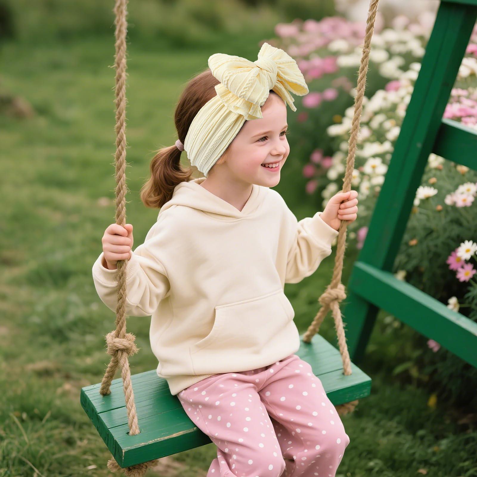 LemonSpace headband on baby in light yellow for everyday outfits.