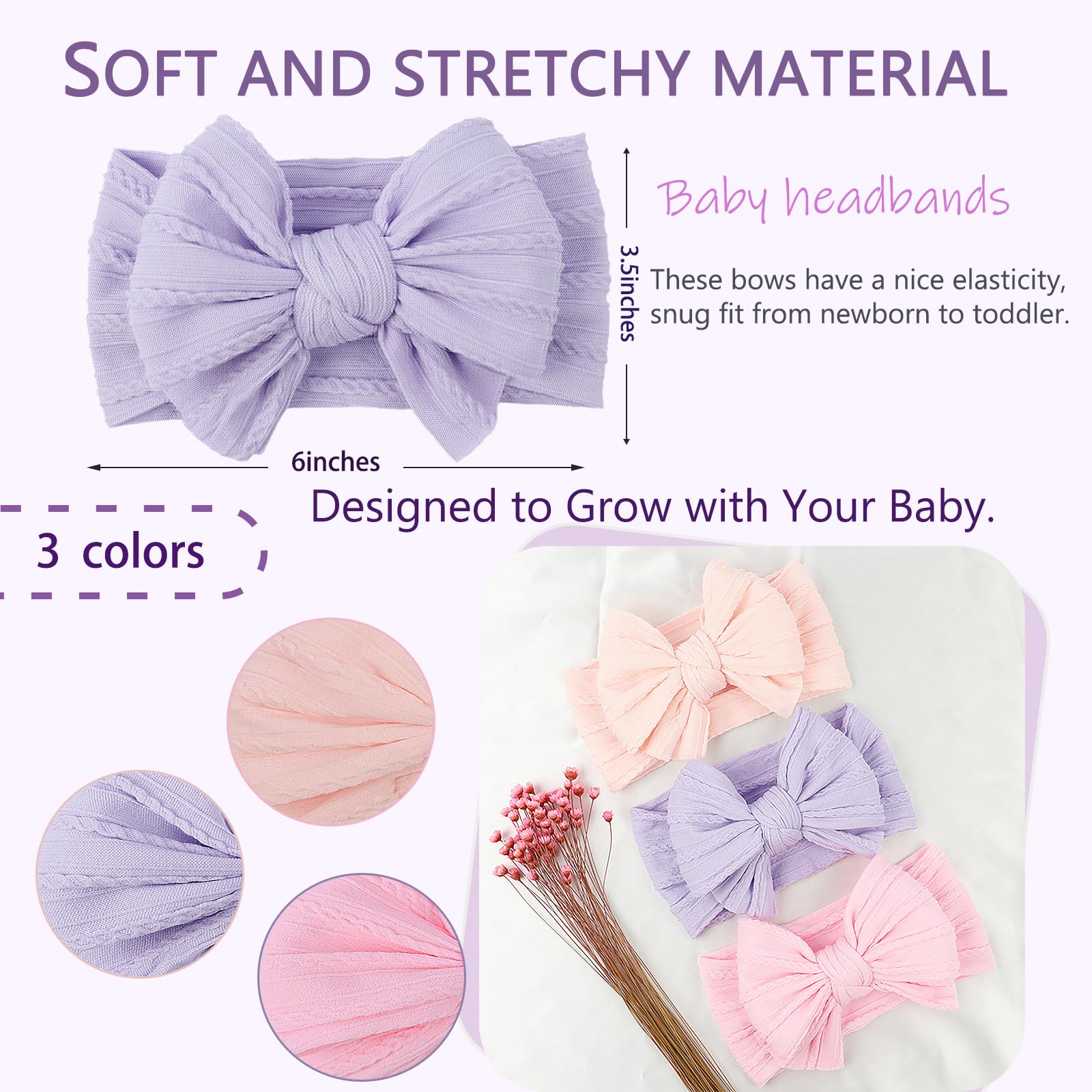 LemonSpace headband color variety pink purple offers coordinated outfits for photos.