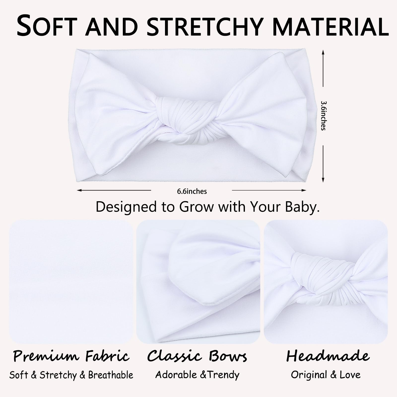 LemonSpace infant headband worn by baby with classic black white bows.