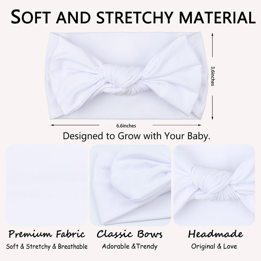 LemonSpace infant headband worn by baby with classic black white bows.