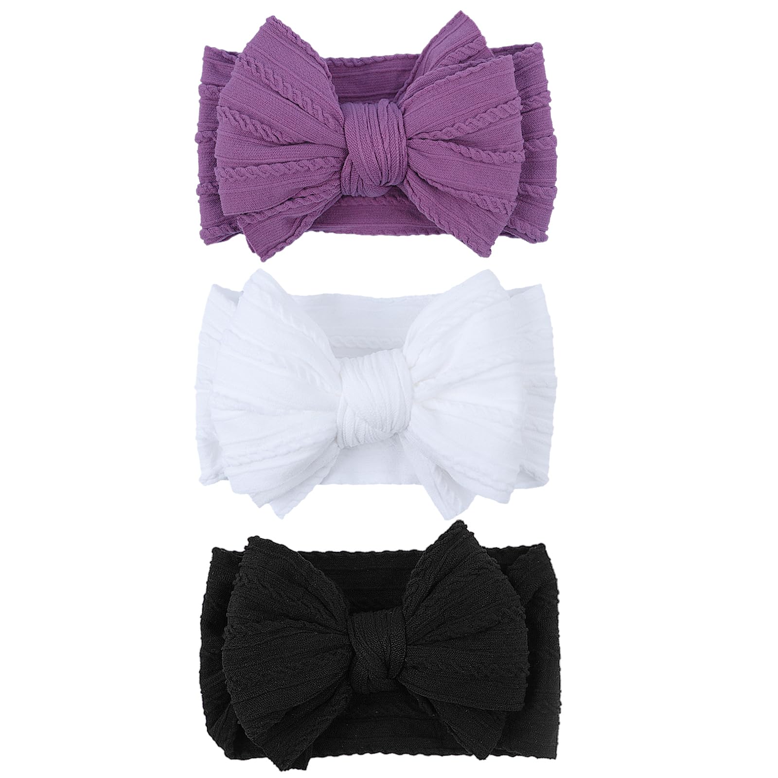 LemonSpace headbands white bow closeup showing soft stretch fabric