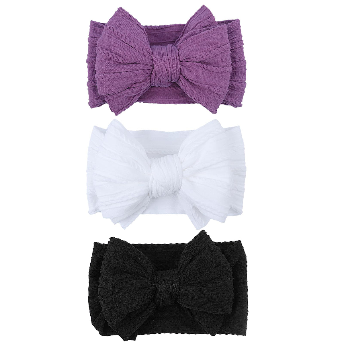 LemonSpace headbands white bow closeup showing soft stretch fabric